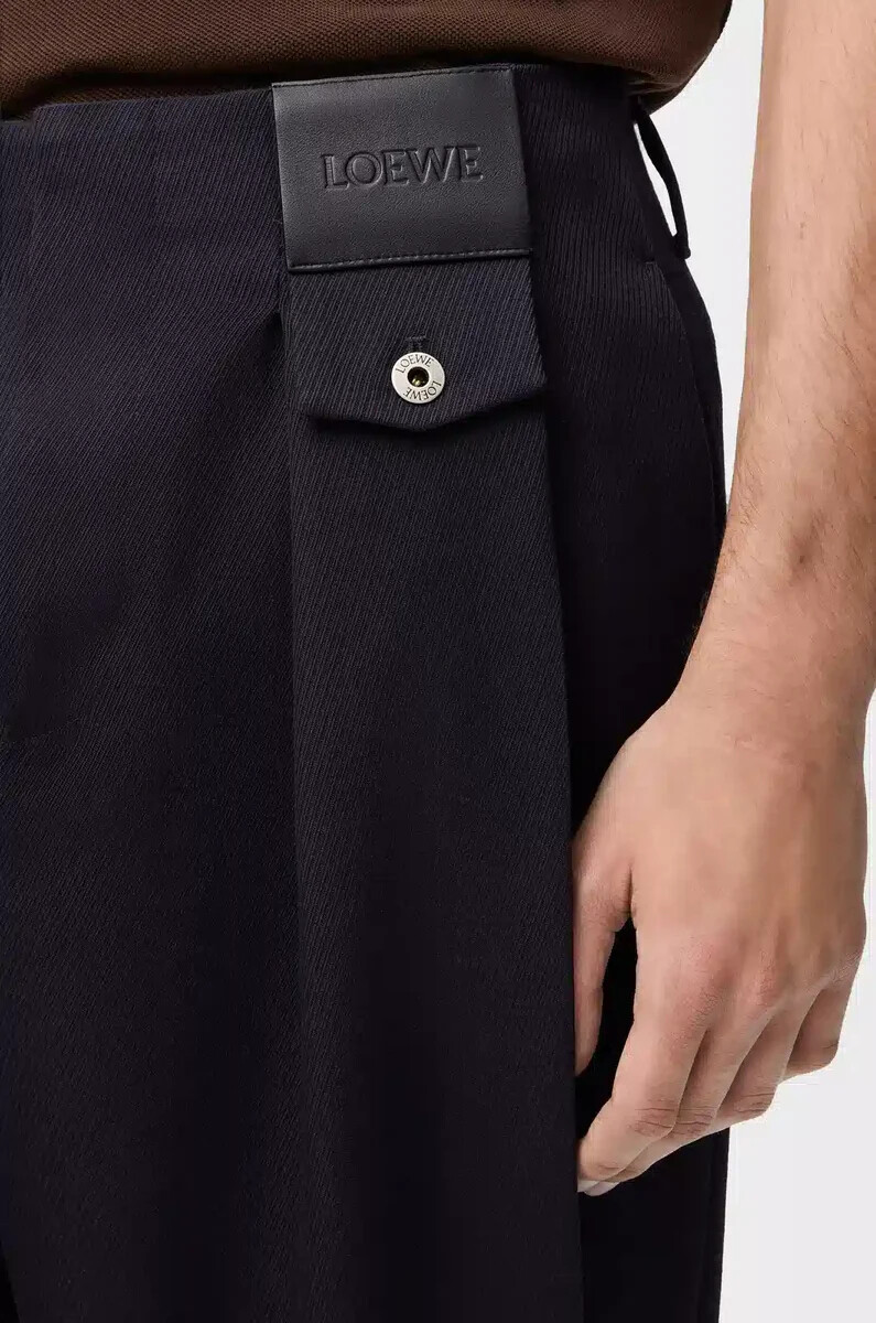 pantaloni in lana blu navy scuro