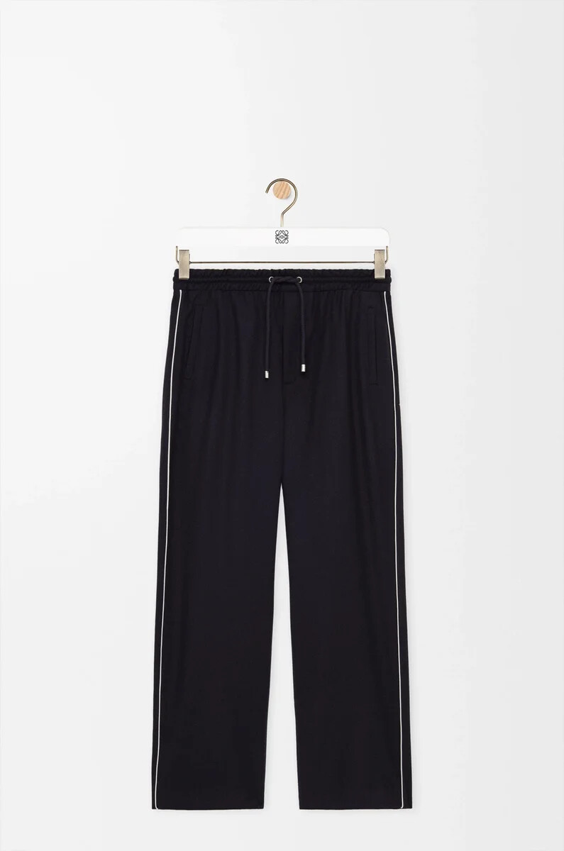 pantaloni con coulisse in lana blu navy