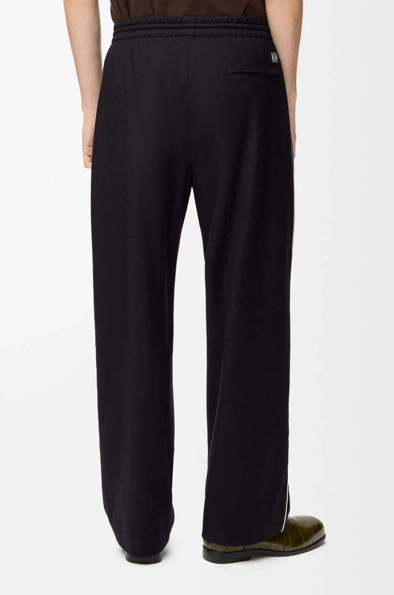 pantaloni con coulisse in lana blu navy