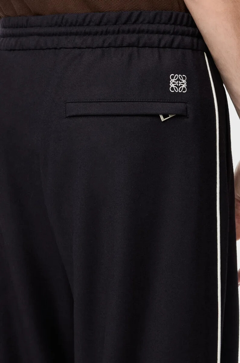 pantaloni con coulisse in lana blu navy