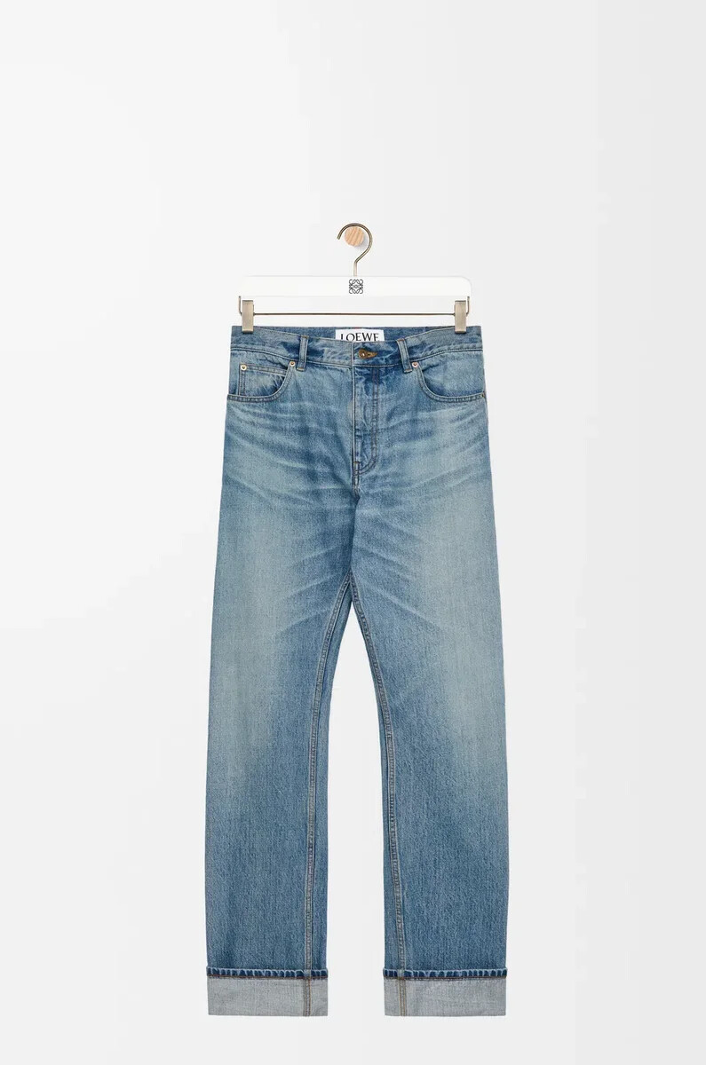 jeans a gamba dritta in denim vintage blue