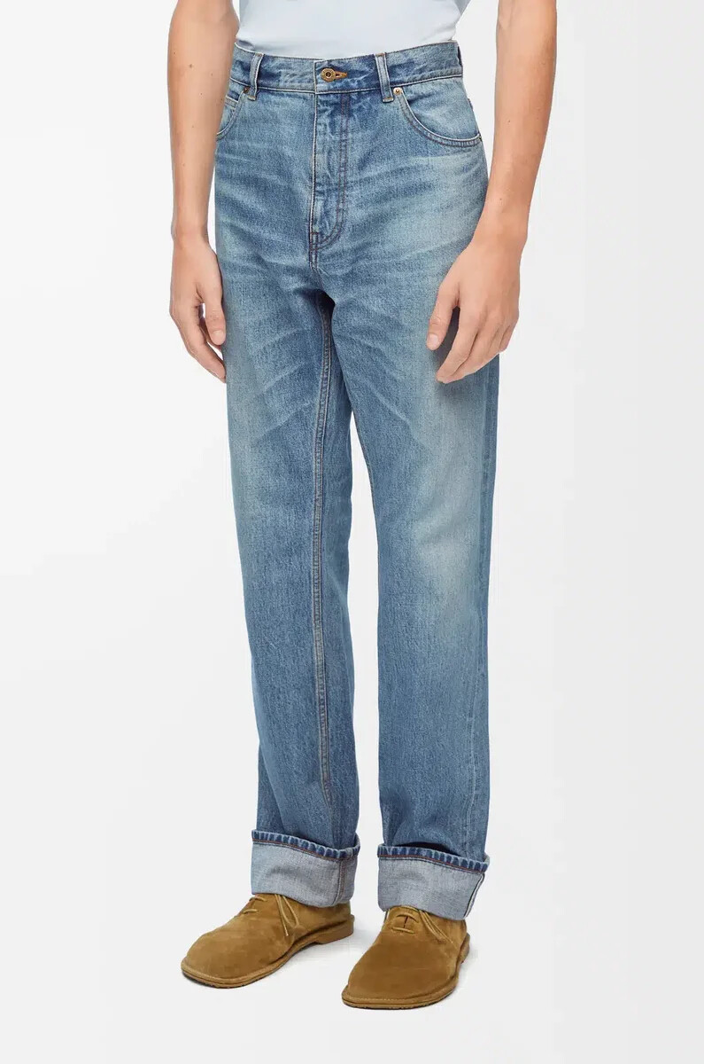 jeans a gamba dritta in denim vintage blue