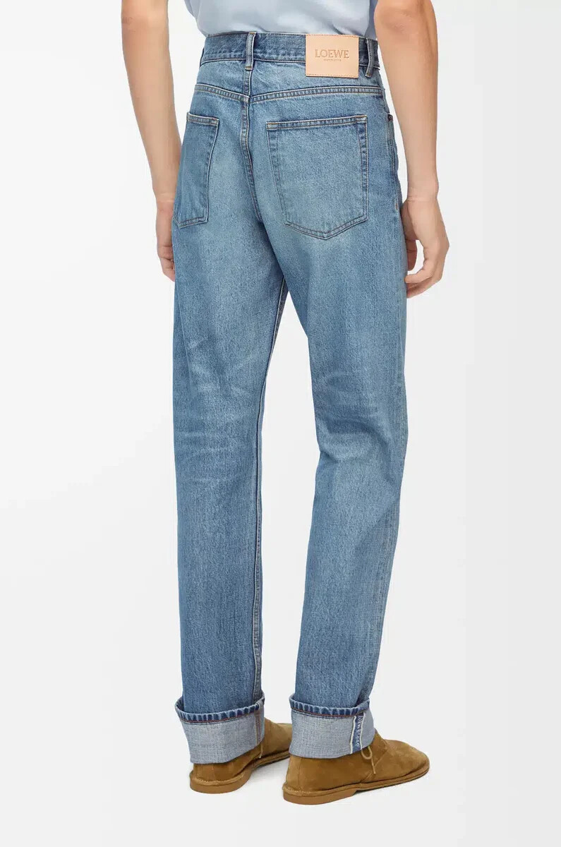 jeans a gamba dritta in denim vintage blue
