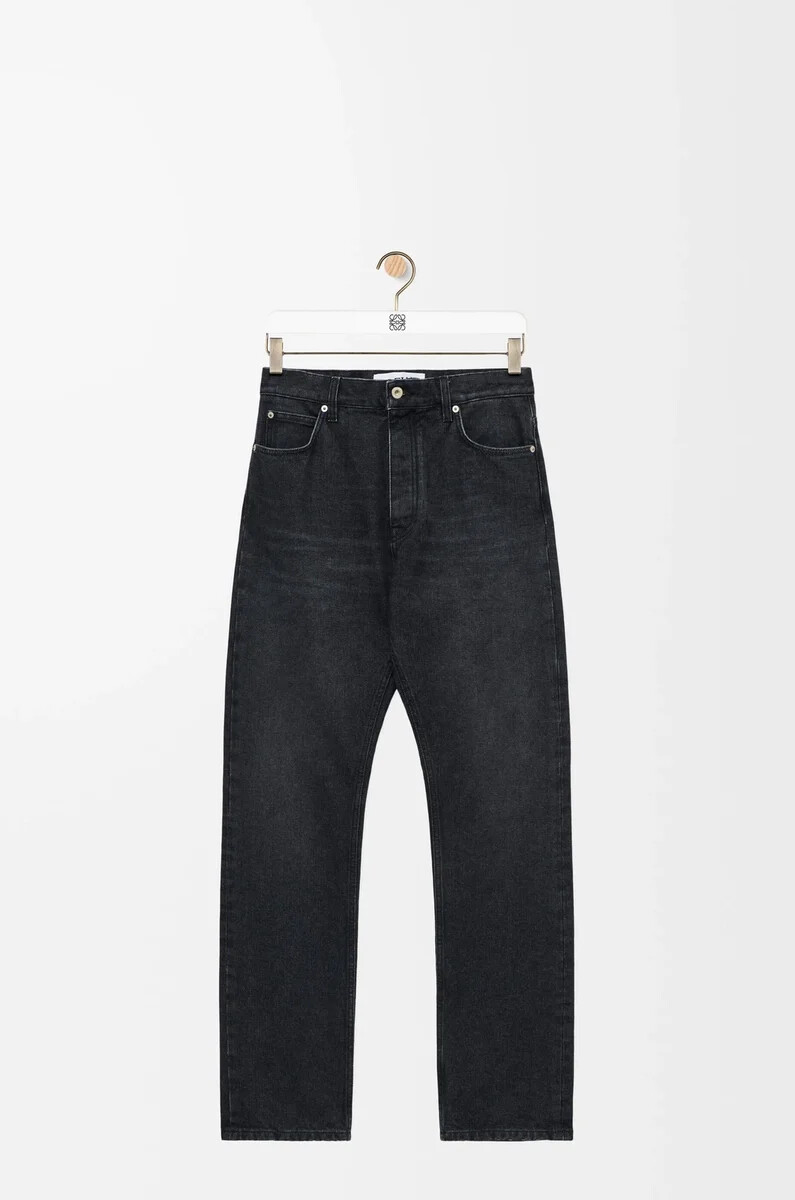 jeans a gamba dritta in denim nero lavato