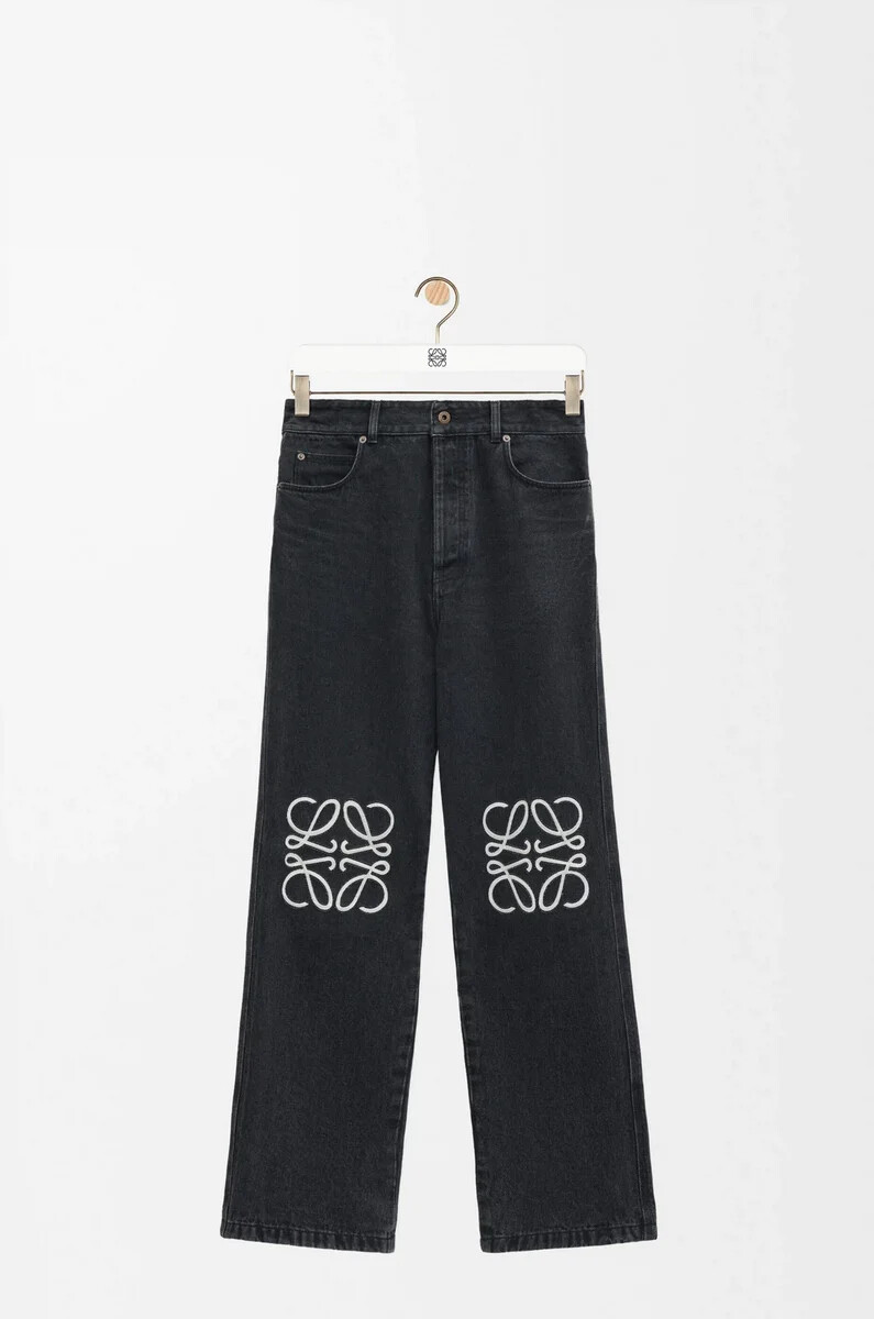 jeans larghi anagram in denim nero