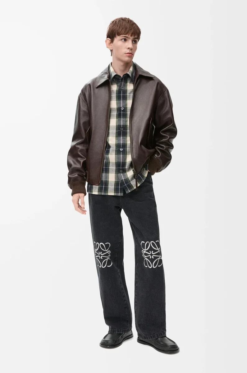 jeans larghi anagram in denim nero