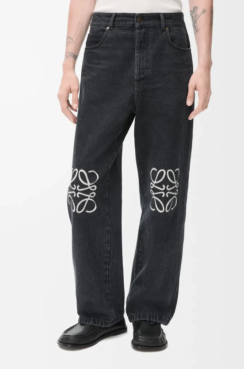 jeans larghi anagram in denim nero