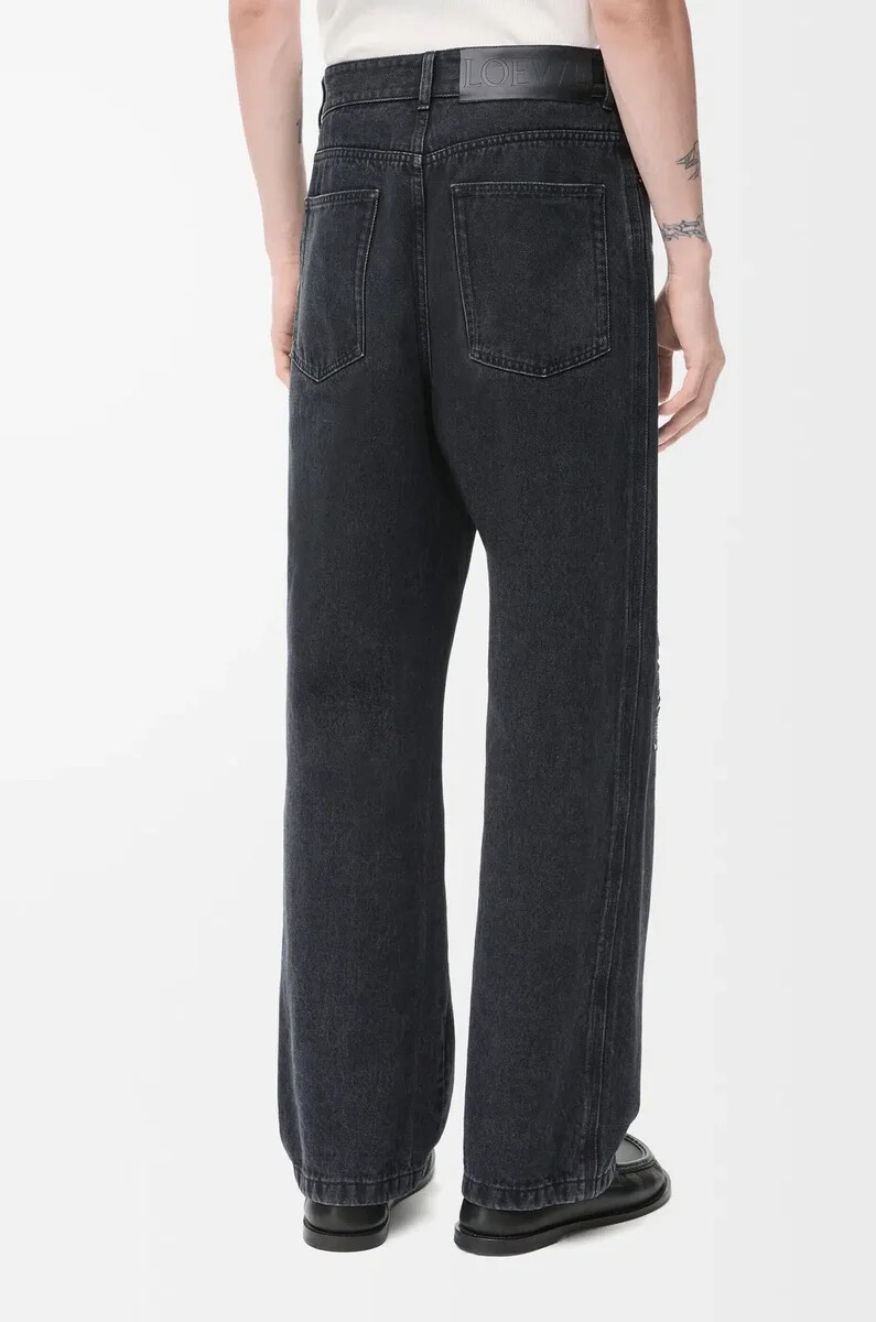 jeans larghi anagram in denim nero
