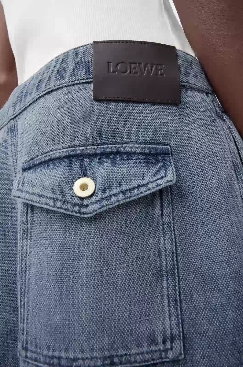 pantaloni con coulisse in cotone e lino grigio blu