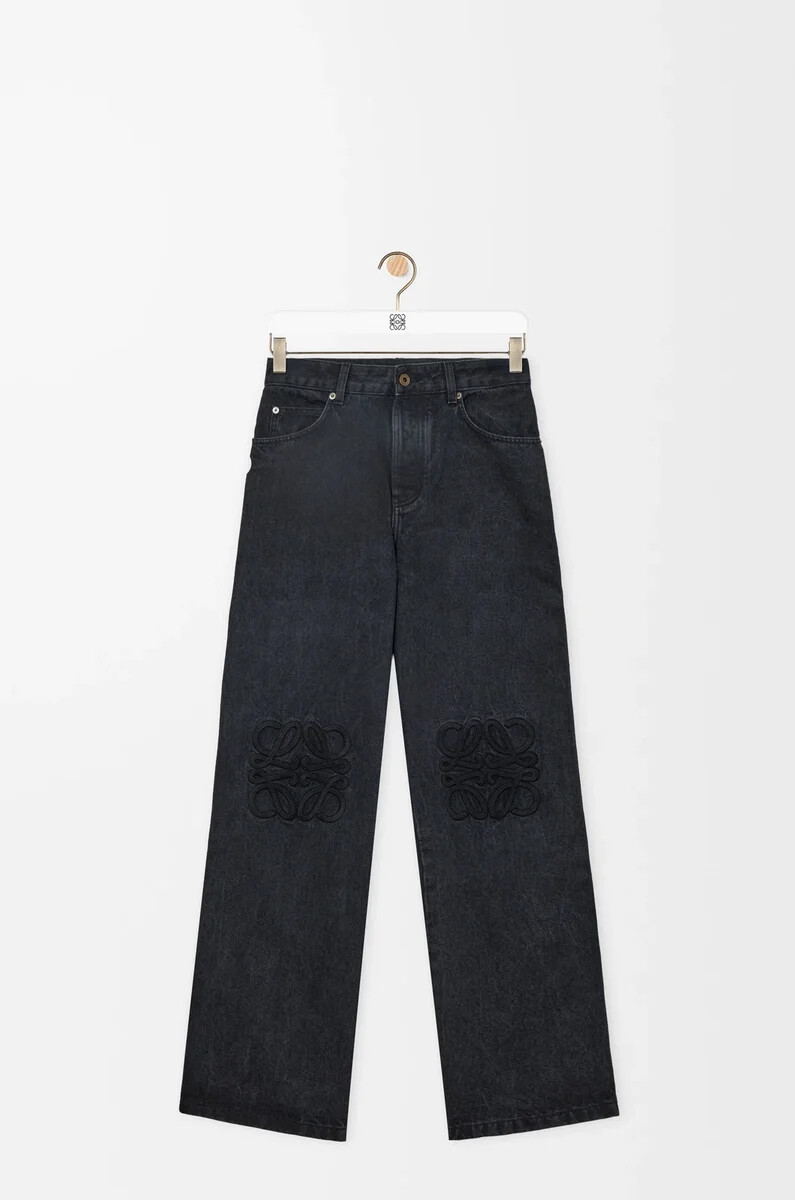 jeans larghi anagram in denim nero