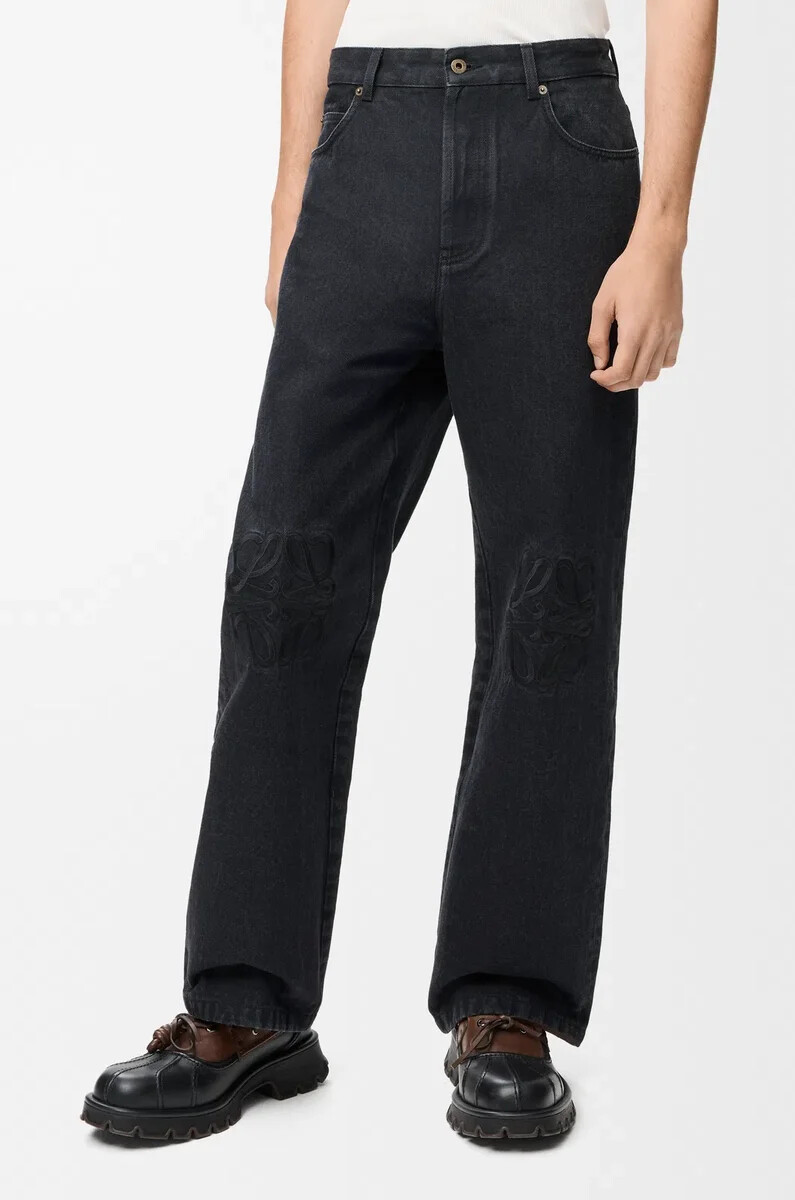 jeans larghi anagram in denim nero