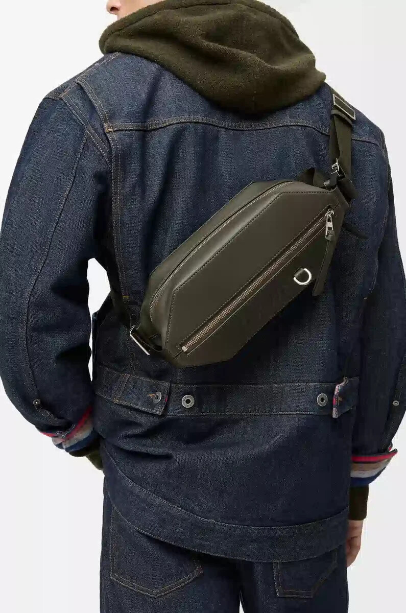 tracolla convertibile in pelle di vitello classica dark khaki