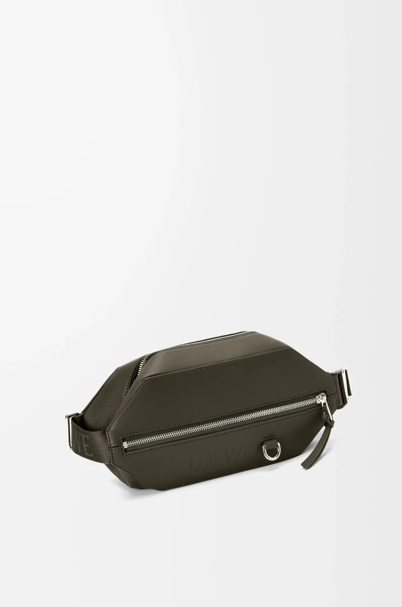 tracolla convertibile in pelle di vitello classica dark khaki