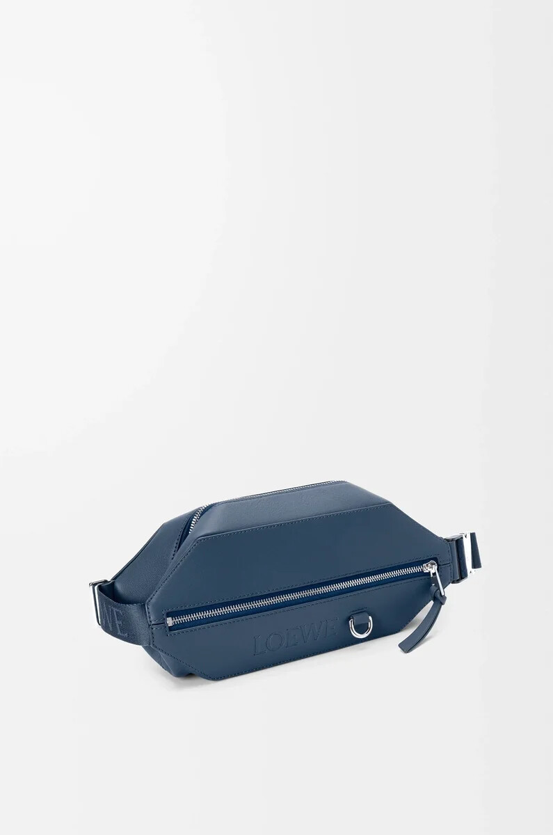 tracolla convertibile in classica pelle di vitello indigo dye