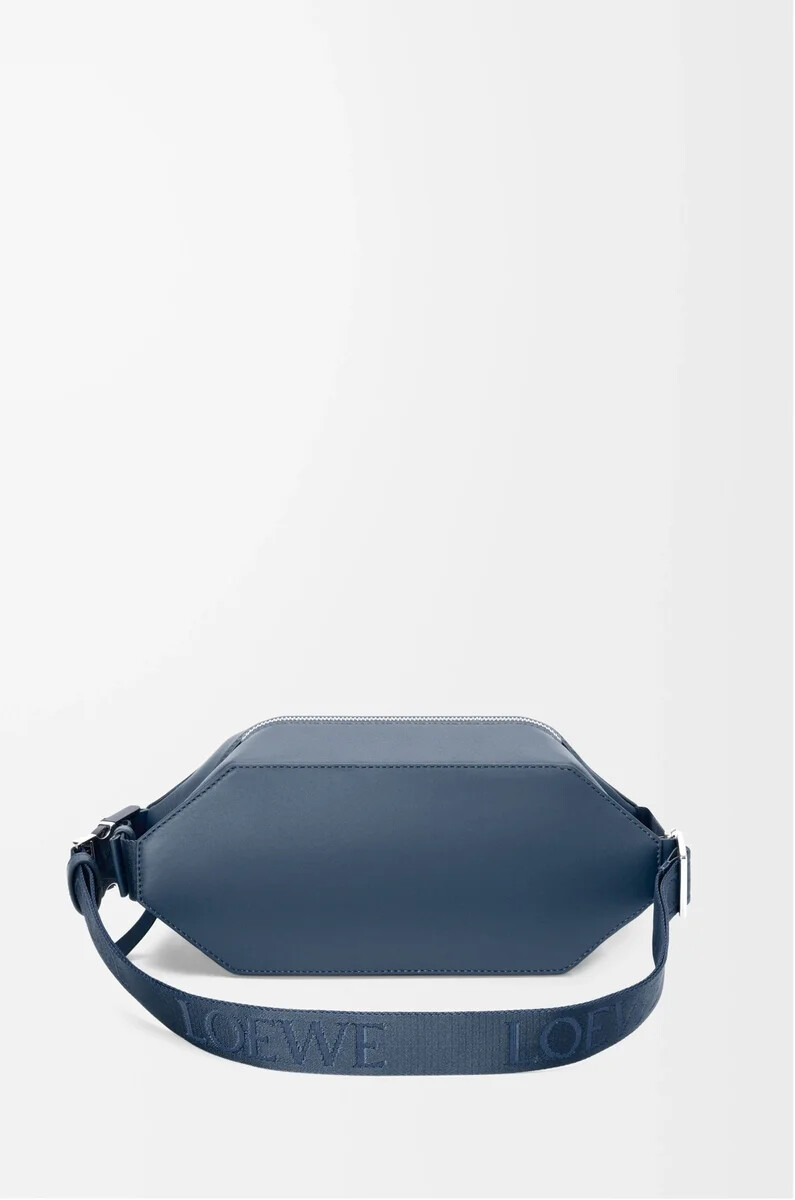 tracolla convertibile in classica pelle di vitello indigo dye
