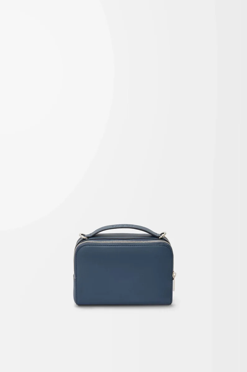mini borsa a tracolla per fotocamera in pelle di vitello satinata indigo dye