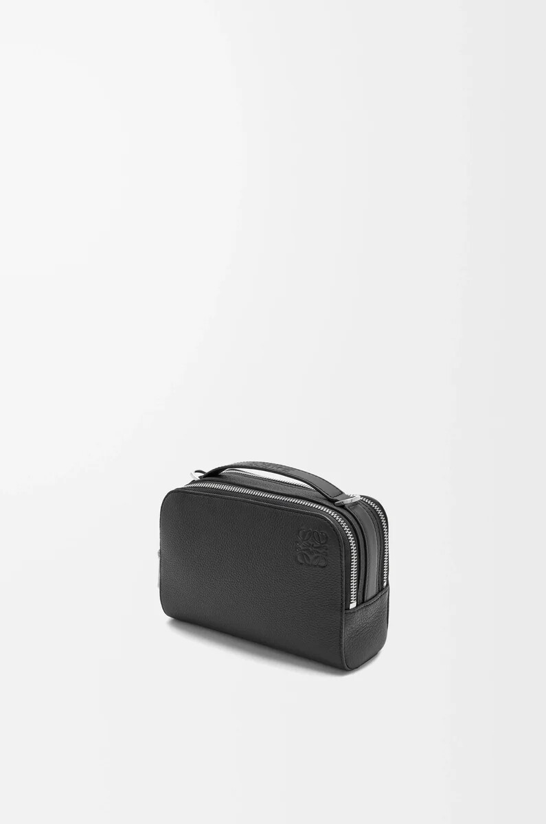 mini borsa a tracolla per fotocamera in morbida pelle di vitello granata nero