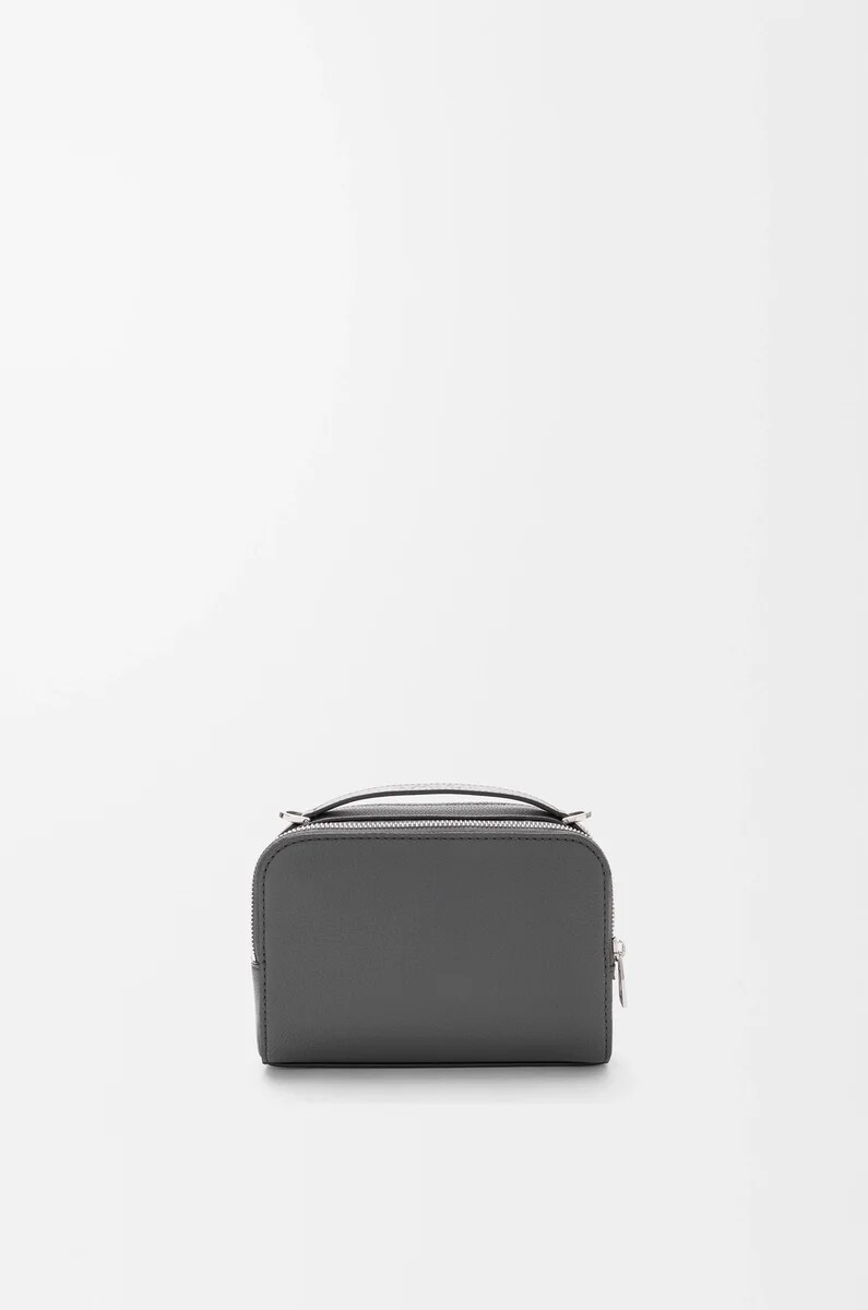 mini borsa a tracolla per fotocamera in morbida pelle di vitello granata antracite