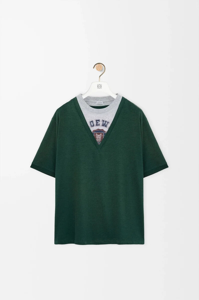 t-shirt ampia in misto cotone verdegrigio