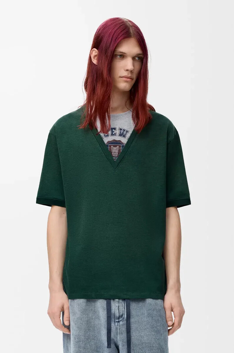 t-shirt ampia in misto cotone verdegrigio