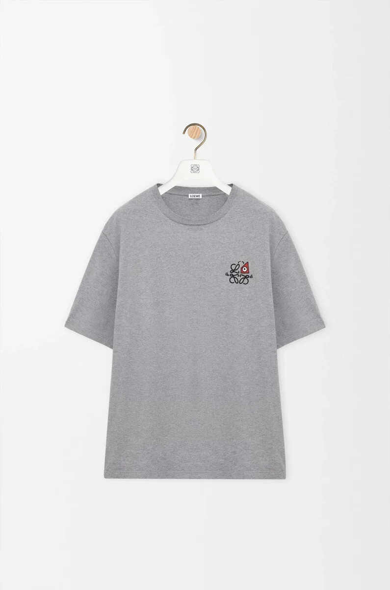 t-shirt ampia in cotone grigio melange