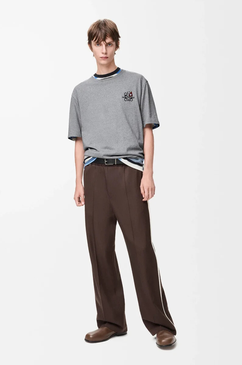 t-shirt ampia in cotone grigio melange