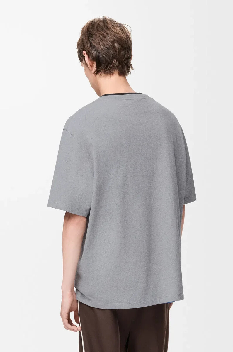 t-shirt ampia in cotone grigio melange