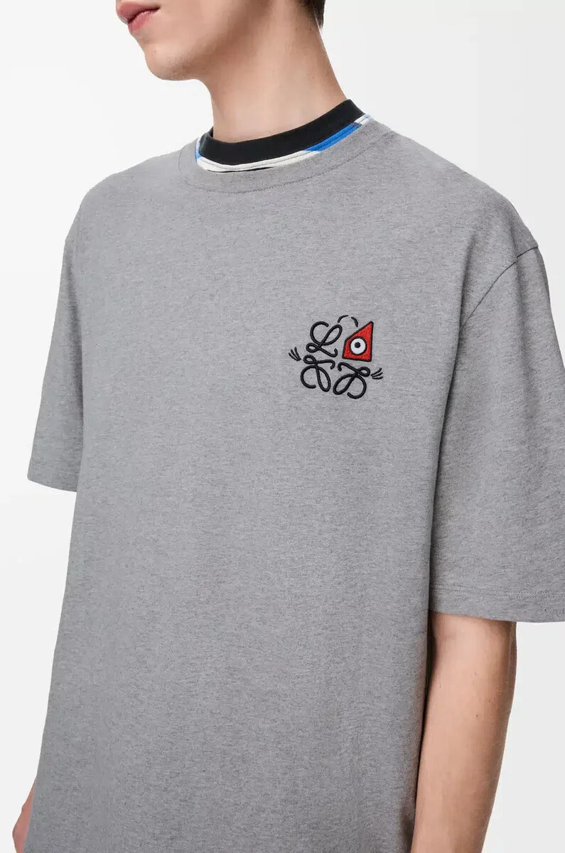 t-shirt ampia in cotone grigio melange