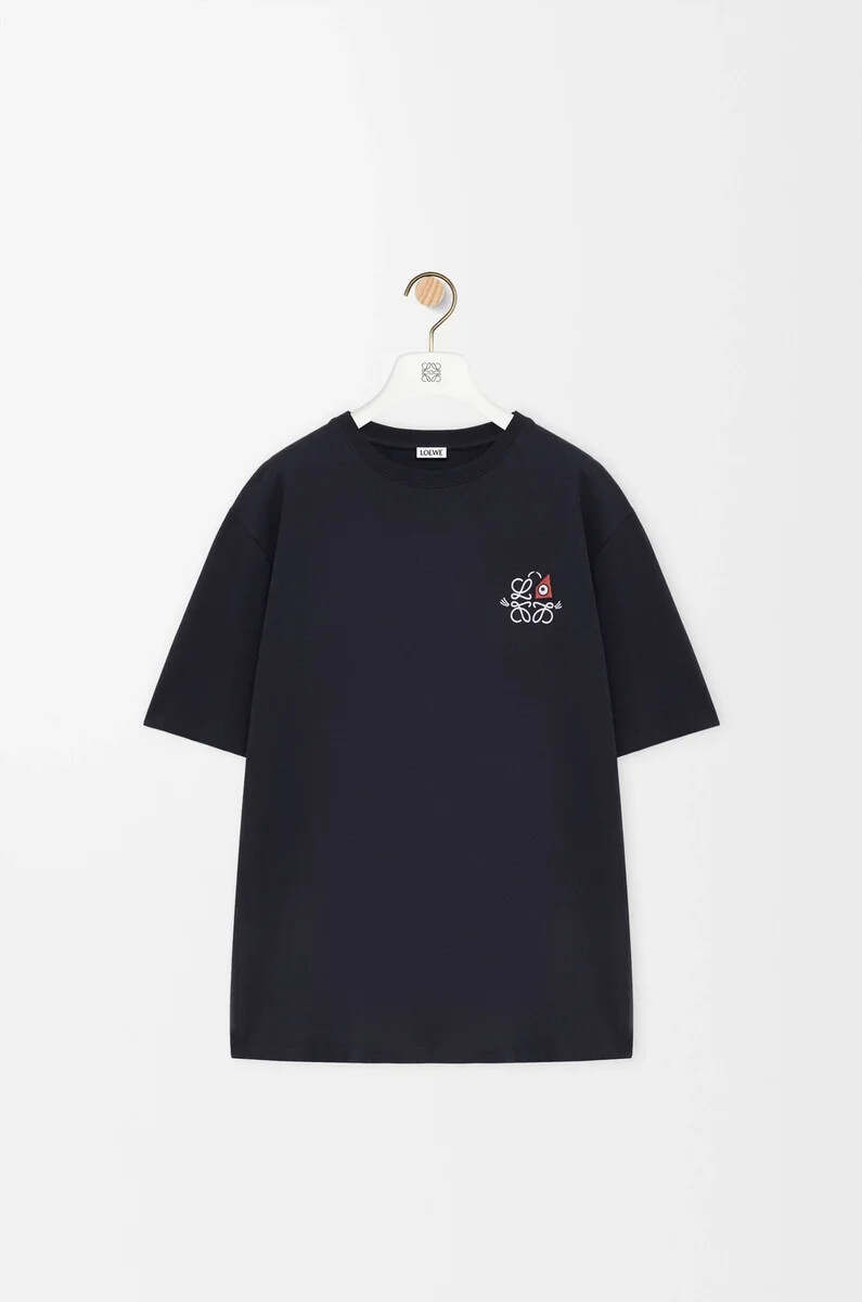 t-shirt ampia in cotone blu navy