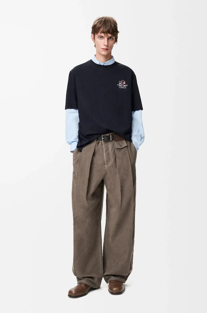 t-shirt ampia in cotone blu navy