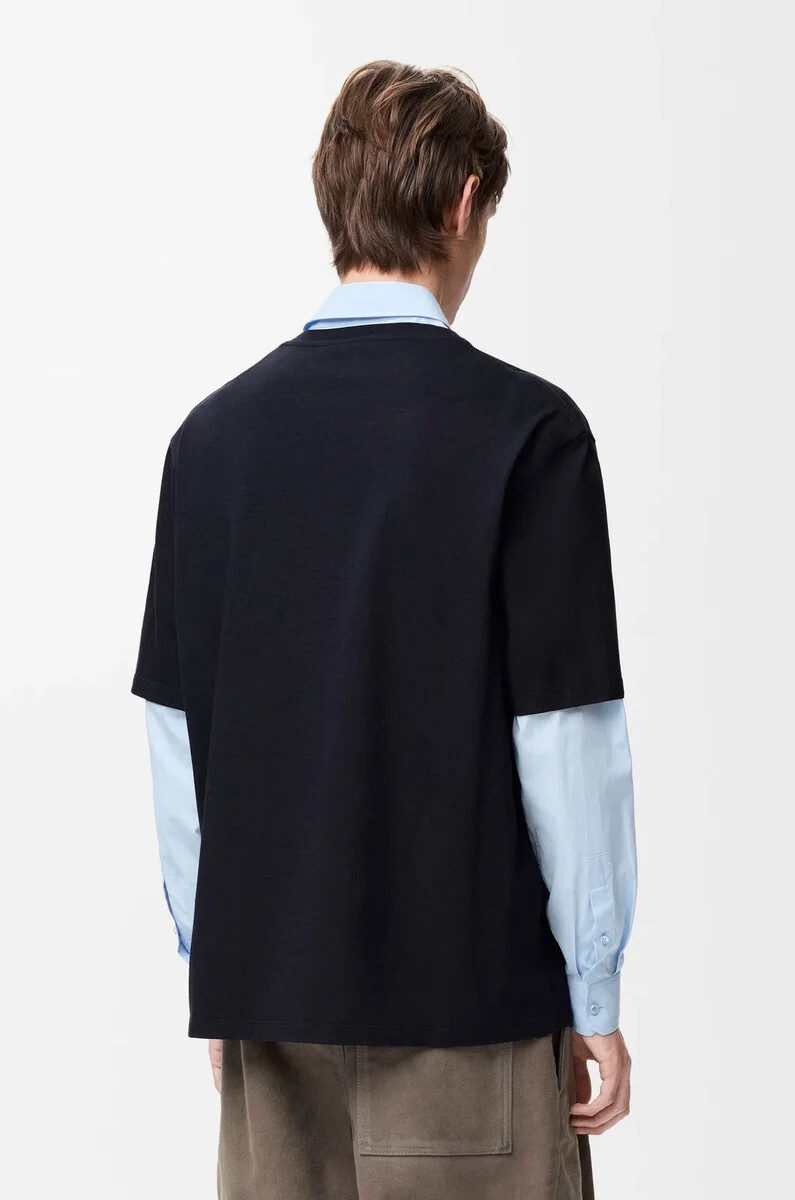 t-shirt ampia in cotone blu navy