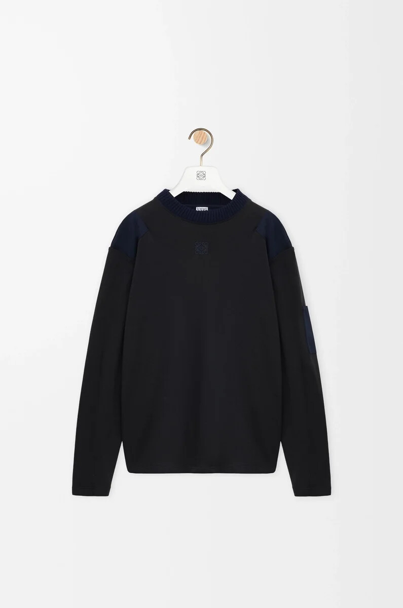 maglia a manica lunga in misto cotone antraciteblu navy scuro