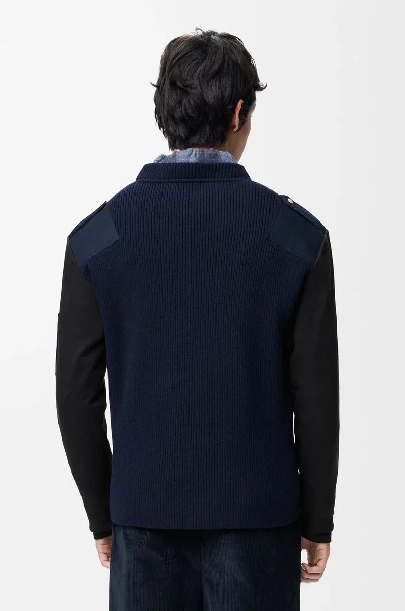 maglia a manica lunga in misto cotone antraciteblu navy scuro